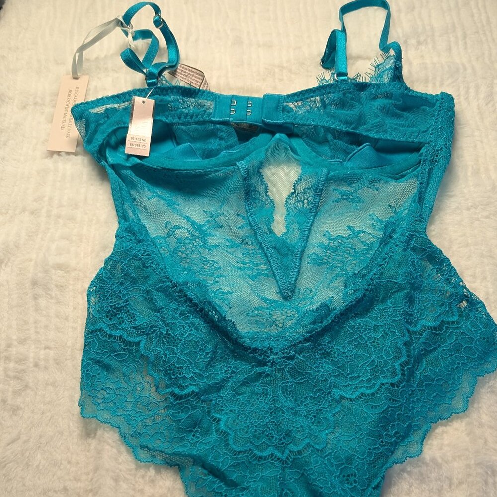 Aquamarine/teal Lace bodysuit or teddy onpiece